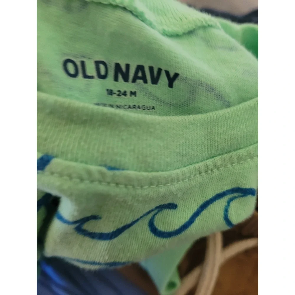 Old Navy Baby‎ Boy 18-24M Summer Outfit Set Mint Wave Tank Navy Khaki Shorts 3pc